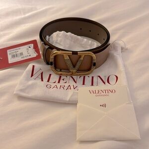 Valentino Vlogo 89/32 Crystal Embellished Reversible Leather Belt Women's